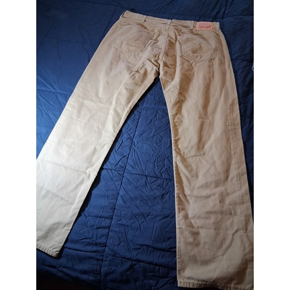 Levi Strauss 505 Jeans Men's 38x34 Khaki Regular‎ Fit White Tab 5‑Pocket